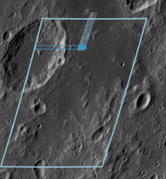 User-supplied screenshot of J-13 on lunar QuickMap, showing actual terrain patterns