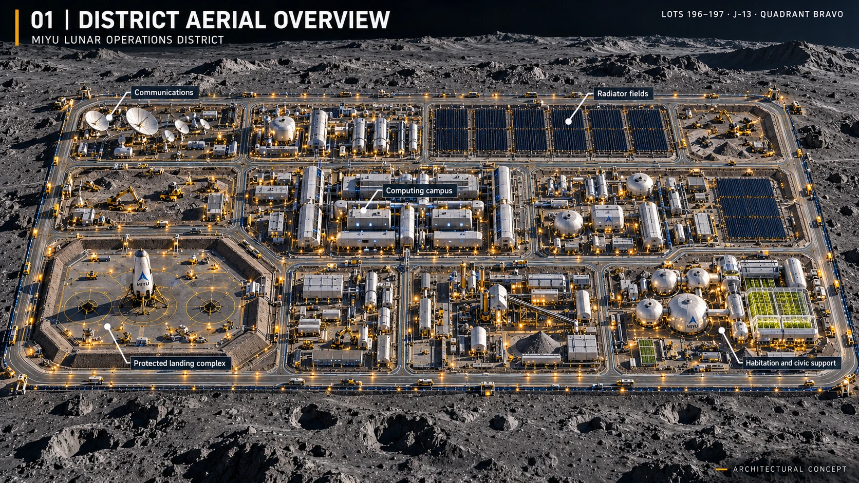 District aerial overview — architectural concept