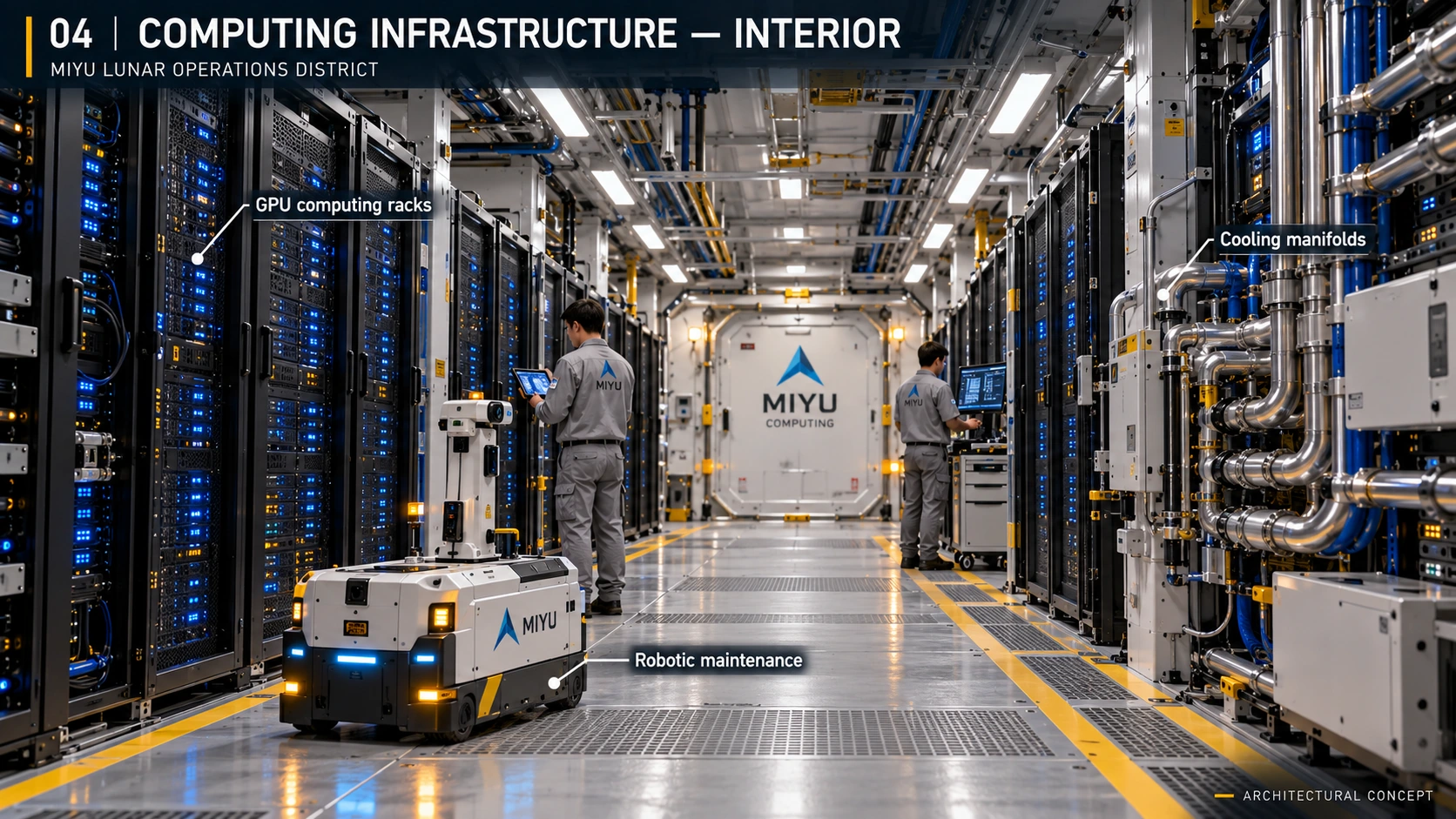 Computing infrastructure interior — architectural concept